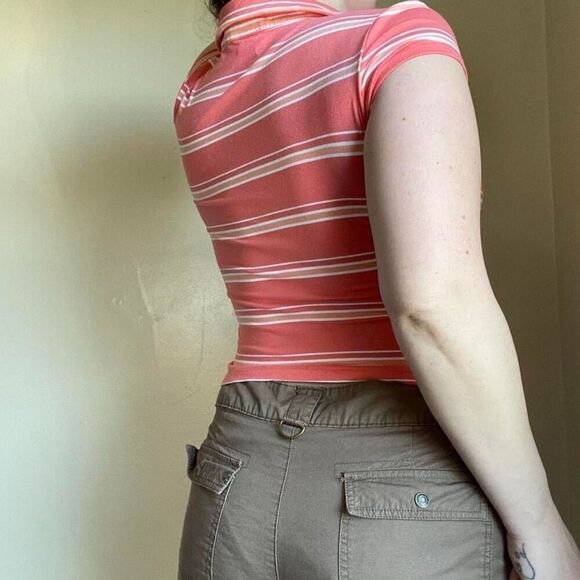 Y2K salmon striped top - Picture 8 of 8
